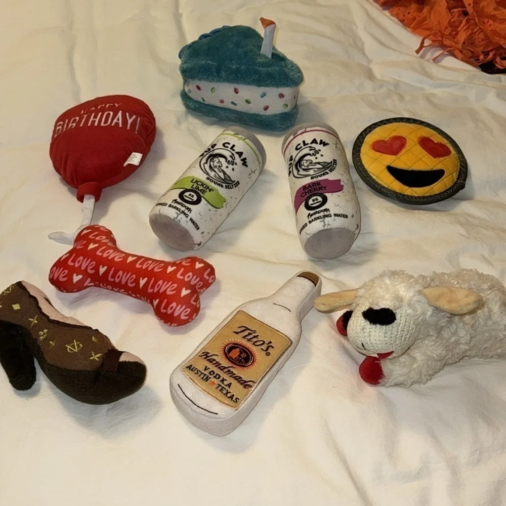 Lot of designer dog toys (9) new